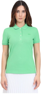 Lacoste Groene Polo Shirt met Krokodil Patch Lacoste , Green , Dames - 2Xl,Xl,L,4Xl,3Xl
