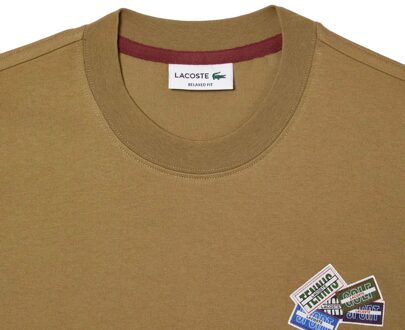 Lacoste Heren Badge Katoen Jersey Zwaar T-shirt (Bruin) - XS