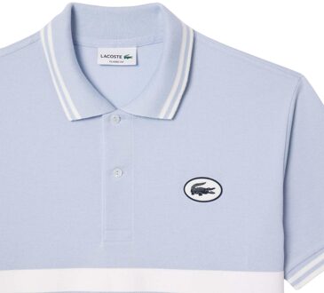 Lacoste Heren Badge Klassiek Poloshirt (Blauw/Wit) - maat XS