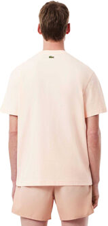 Lacoste Heren Bedrukt Katoenen Jersey T-shirt (Oranje) - maat M