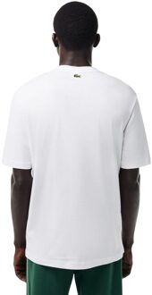 Lacoste Heren Bedrukt Zwaar Katoen Loose Fit T-shirt (Wit) - maat 2XL