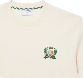 Lacoste Heren Frans Geborduurd Logo T-shirt (Crème)