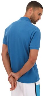 Lacoste Heren Geribde Kraag Korte Mouw Polo Shirt (Blauw) - maat