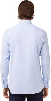 Lacoste Heren Gestreept Popeline Gestreept Slim Overhemd (Lichtblauw) - maat