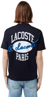 Lacoste Heren Heritage Achterprint Katoenen T-Shirt (Marineblauw) Navy