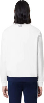 Lacoste Heren Interlock Stretch Tennis Sweatshirt (Wit, Marine)