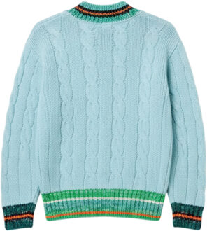 Lacoste Heren Kabelgebreide V-Hals Sweatshirt (Turquoise) - maat S