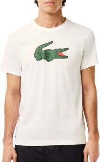 Lacoste Heren Katoenen T-shirt Wit Logo Print Lacoste , White , Heren - Xl,L,S