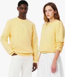 Lacoste Heren Lacoste Bedrukt Fleece Sweatshirt in Geel - XS