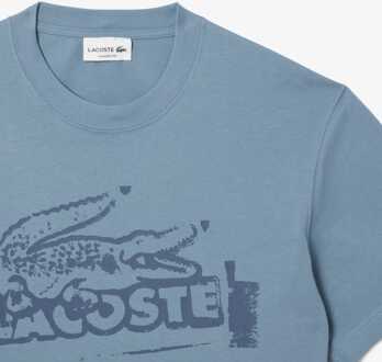 Lacoste Heren Lacoste Bedrukt Katoenen Jersey T-shirt in Blauw - maat M