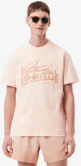 Lacoste Heren Lacoste Bedrukt Katoenen Jersey T-shirt in Oranje - maat L