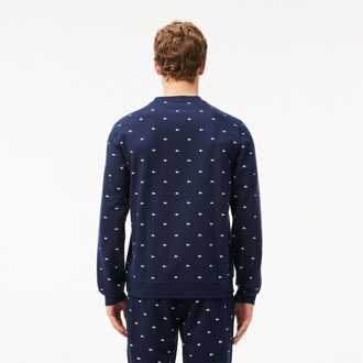 Lacoste Heren Lacoste Crocodile Loungewear Sweatshirt in marine-wit - maat XS Navy