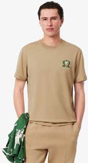 Lacoste Heren Lacoste French Made Badge T-shirt met borduursel in beige