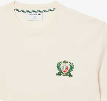 Lacoste Heren Lacoste French Made Badge T-shirt met borduursel in crème - maat