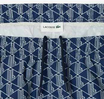 Lacoste Heren Lacoste halflange zwembroek met monogramprint in blauw