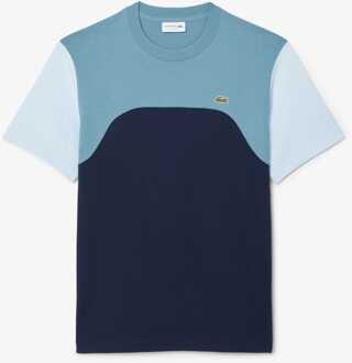 Lacoste Heren Lacoste Katoen Jersey Colour Block T-shirt in marineblauw - maat Navy