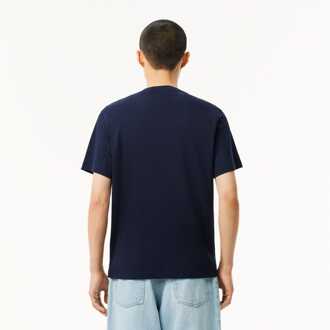 Lacoste Heren Lacoste Katoenen Colour-Block T-shirt in Navy Rood Navy/rood