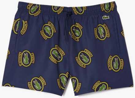 Lacoste Heren Lacoste Korte Bedrukte Zwembroek in Navy - M