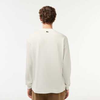 Lacoste Heren Lacoste Long Sleeve Loose Fit Katoenen T-shirt in Crème