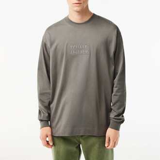 Lacoste Heren Lacoste Long Sleeve Loose Fit Katoenen T-shirt in Grijs