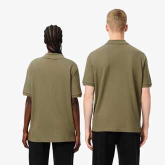 Lacoste Heren Lacoste Loose Fit L.12.12 Piqué Badge Poloshirt in Khaki - maat S Kaki