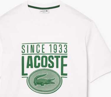 Lacoste Heren Lacoste Loose-Fit T-shirt met opdruk in zwaar katoen, wit - maat 2XL