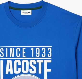 Lacoste Heren Lacoste Loose-Fit T-shirt met print van zwaar katoen in blauw - maat XS