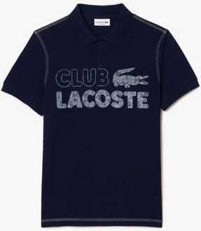 Lacoste Heren Lacoste Organic Cotton Bedrukt Poloshirt in Blauw - maat