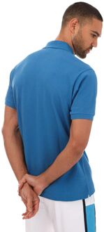 Lacoste Heren Lacoste Polo Shirt met Korte Mouwen en Geribbelde Kraag in Blauw