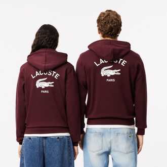 Lacoste Heren Lacoste Print Hoodie in rood kastanjebruin - maat