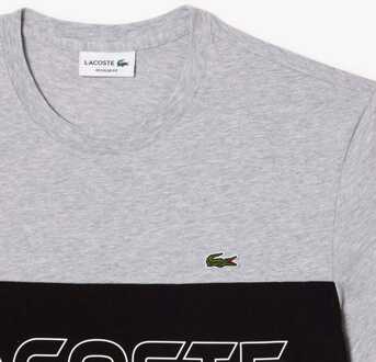 Lacoste Heren Lacoste Regular-Fit Colour Block Print T-shirt in Colourblock Grijs - S