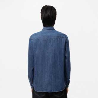 Lacoste Heren Lacoste Regular Fit Denim overhemd in blauw - 15 inch