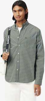 Lacoste Heren Lacoste Regular-Fit geruit Poplin overhemd in Khaki Kaki - 16.5 inch