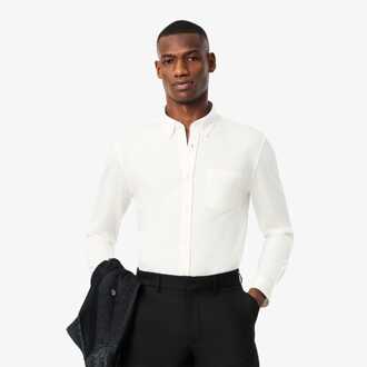 Lacoste Heren Lacoste Regular-Fit Katoenen Jersey Overhemd in Crème - 15.75 inch