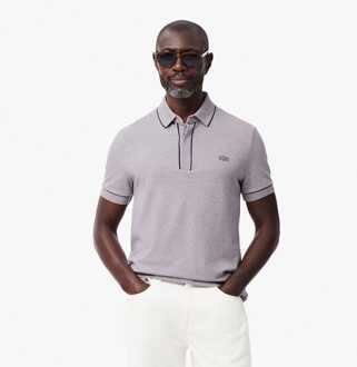Lacoste Heren Lacoste Regular Fit Paris Stretch Piqué Poloshirt in Grijs