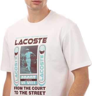 Lacoste Heren Lacoste Relaxed Fit René Print T-shirt in Wit