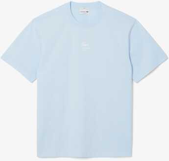 Lacoste Heren Lacoste Signature Print Katoenen T-shirt in Blauw - 2XS
