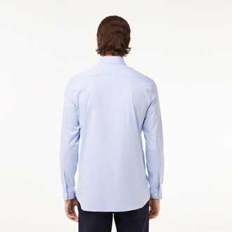 Lacoste Heren Lacoste Slim Fit Gestreept Popeline Overhemd in Lichtblauw - 15.75 inch