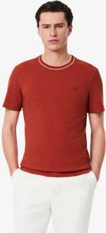 Lacoste Heren Lacoste Stretch Pique Stripe Collared T-shirt in Rood