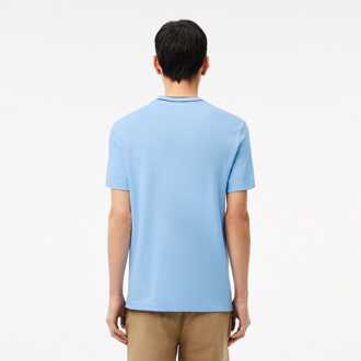 Lacoste Heren Lacoste Stretch Piqué Stripe Kraag T-shirt in Lichtblauw