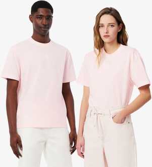 Lacoste Heren Lacoste T-shirt met handtekeningprint in katoen, roze - maat M