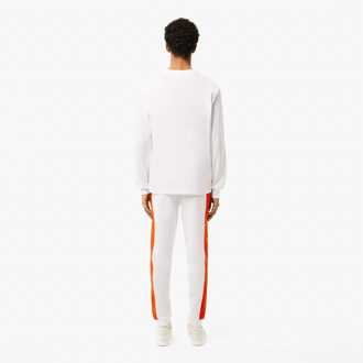 Lacoste Heren Lacoste Tapered Leg Sweatpants in wit-oranje - XL