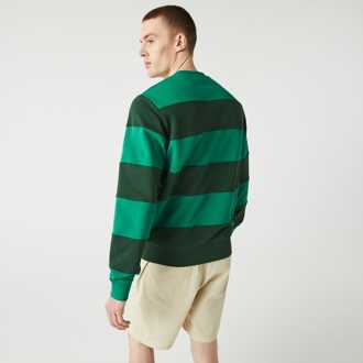 Lacoste Heren Lacoste Tennis Design Gestreept Sweatshirt met Ronde Hals in Groen