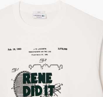 Lacoste Heren Lacoste Ultra Dry Technisch Katoenen Sport T-shirt in Crème - 2XS