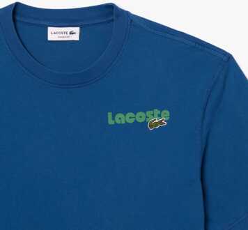 Lacoste Heren Lacoste Washed Effect Ombré Print T-shirt in Blauw