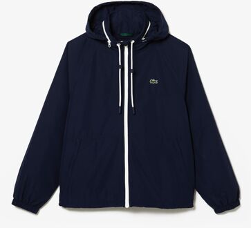 Lacoste Heren Lacoste Waterafstotende Jas met Afneembare Capuchon in Blauw