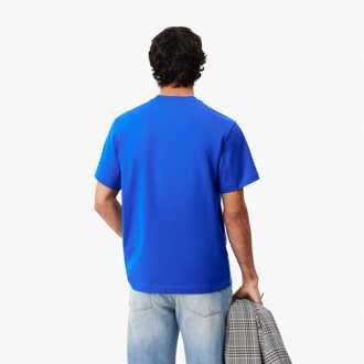 Lacoste Heren Lacoste Zwaar Katoenen Logo T-shirt in Blauw - maat