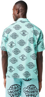 Lacoste Heren Logo Gedrukt Katoenen Twill Overhemd (Mintgroen) - S/M
