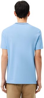 Lacoste Heren Piqué Gestreept Hals T-shirt (Lichtblauw) - S