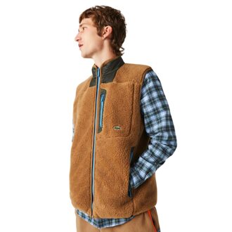 Lacoste Heren Sherpa Logo Fleece Gilet (Bruin)